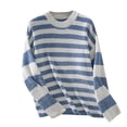 thumbnail image 2 of LOVZFMLL Sweaters for Women, Acrylic Crew Neck Ribbed Pullover Striped Casual Basic Loose Long Sleeve Tops Warm Fall Winter Clothes, 2 of 9