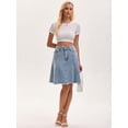 thumbnail image 3 of DARING DIVA Women's Denim A Line Flared Raw Hem Jean Skirts Small Light Gary Blue, 3 of 7