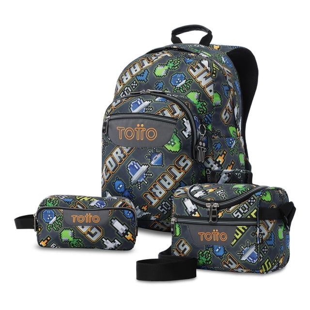 TOTTO Set de Mochila Grande, Lonchera y Lapicera - Combo Kit Escolar para Niño| AGAPEC