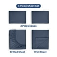 thumbnail image 2 of Soft Lightweight 400TC 100% Cotton Sateen Bed Sheet Set – 4-Piece Full – Navy, 2 of 8