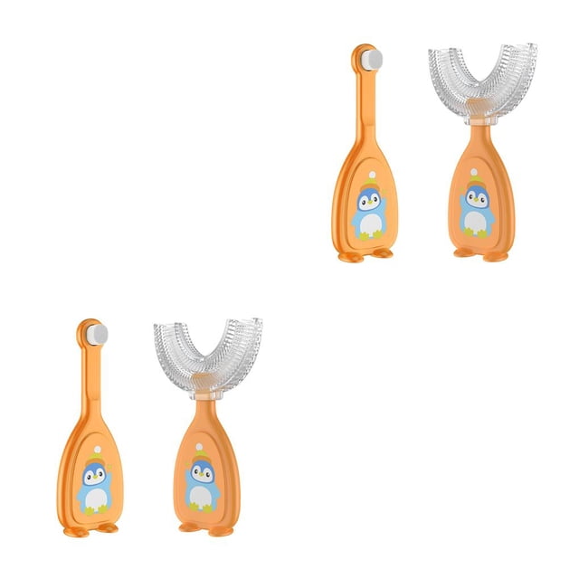 Vogacara 2 uds cepillo de para bebé mordedor en forma de U de plástico de silicona cepillo de infantil regalos Manual hogar niños cuidado de Type3 NO3