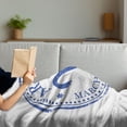 thumbnail image 3 of Zodiac Aries Soft Flannel Fleece Throw Blanket, Vintage Rubber Stamp Design with Horoscope Sign Stars and Dates, Cozy Plush for Indoor and Outdoor Use, 60" x 80", Royal Blue and White, by Ambesonne, 3 of 5