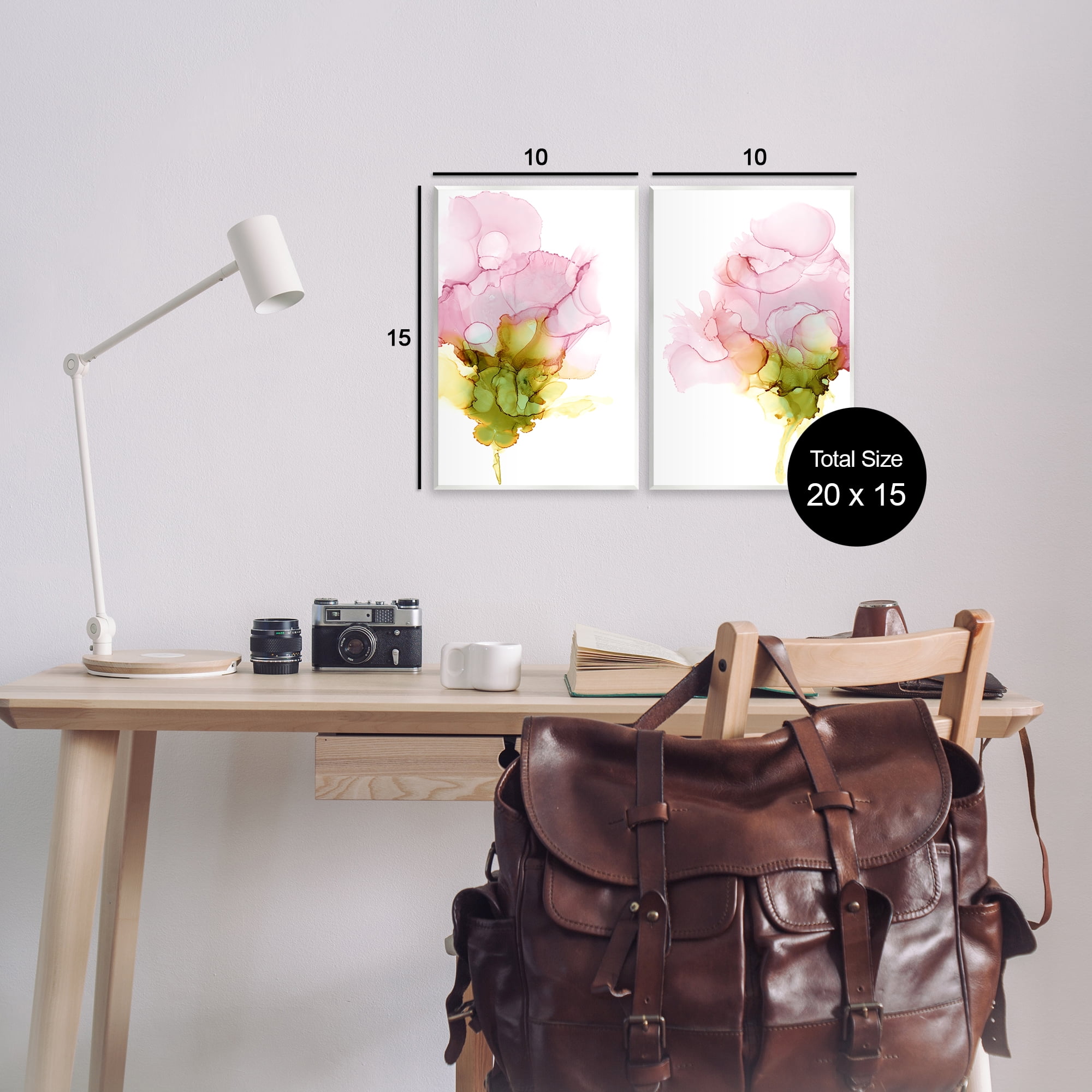 Stupell Industries Blooming Pink Ink Blossom Abstract Painting Unframed Art Print Wall Art, 10 x 15, Set of 2