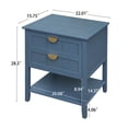 thumbnail image 3 of American style Side Table with 2 Drawers and 1 Open Shelf, 2 Drawer Nightstand, Small Bedside Table, End Table with Wood Legs, for Bedroom,Living Room, Blue, 3 of 9