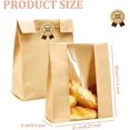 thumbnail image 2 of 50 bolsas de papel marrón, Bolsas de pan para pan casero, Bolsas de panadería con ventana frontal para almacenamiento de productos horneados, 50 calcomanías de sellado, 2 of 4