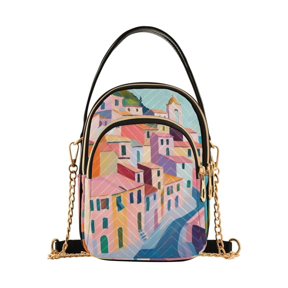 FORMRS Crossbody Bag for Women Quilted Travel Shoulder Cell Phone Purse with Chain Strap Handbag, Abstract Painting