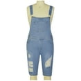 thumbnail image 5 of HOOMEUMY Men's Summer Denim Shorts Overalls Suspenders Loose Fit Baggy Ripped Hole Jeans Overalls Rompers Bib Overalls Shorts Blue XXL, 5 of 8