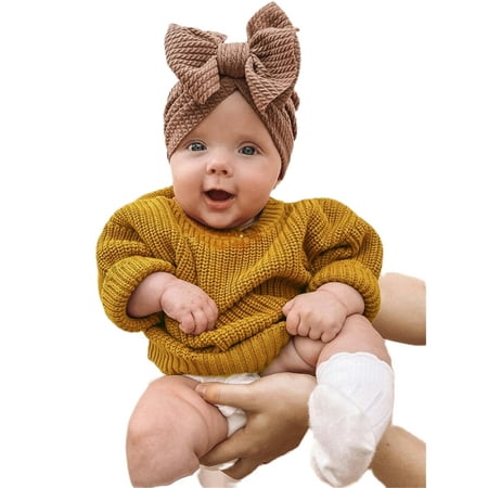

Infant Baby Girl Boy Knit Sweater Solid Color Oversized Crewneck Warm Pullover Sweatshrit Fall Winter Tops