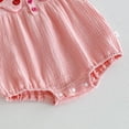 thumbnail image 6 of LYMAYTER Baby Girls Summer Romper Strawberry Print Short Sleeve Bubble Bow Lightweight Comfort Wear 3-24M, 6 of 8