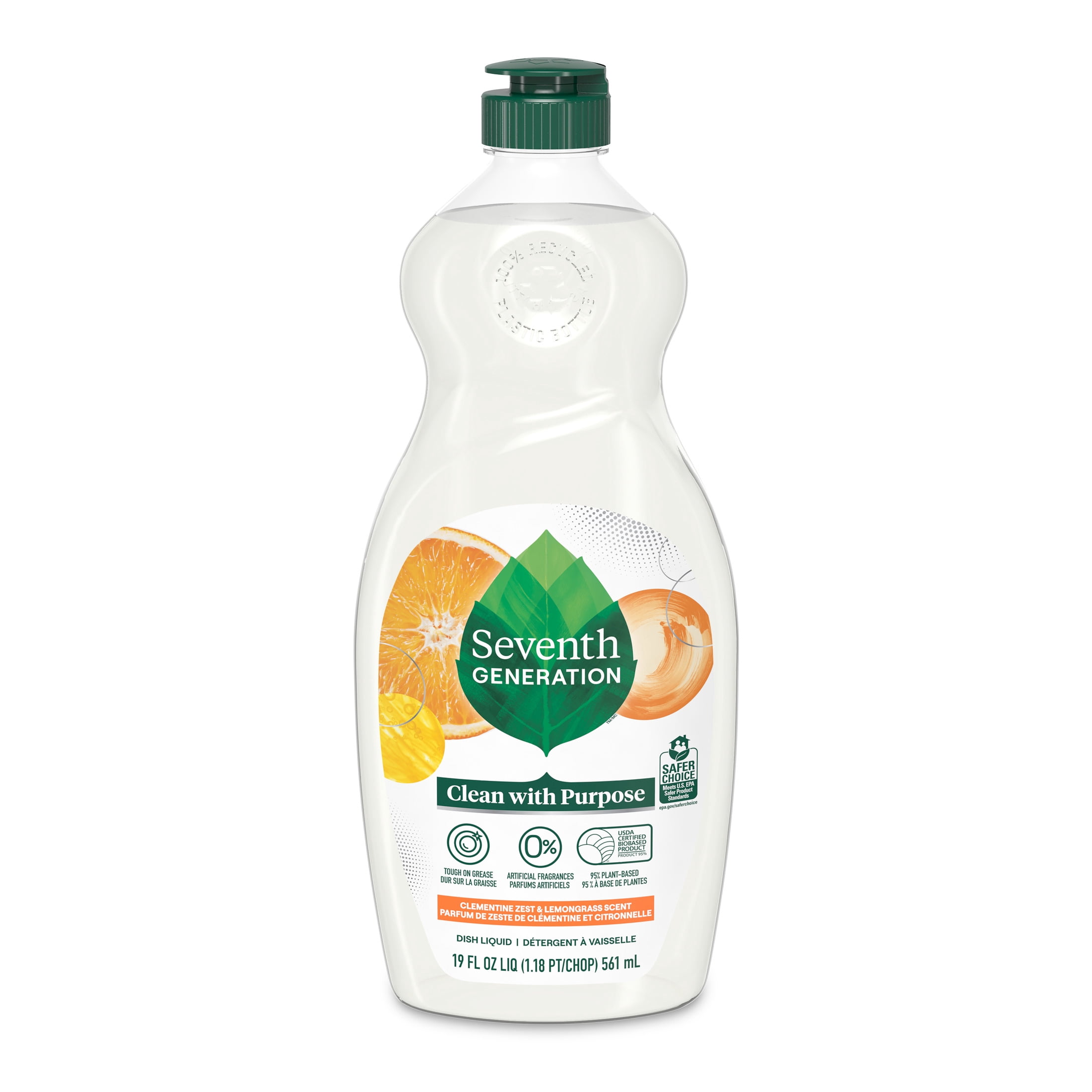 (2 pack) Seventh Generation Dish Liquid Soap Clementine Zest Lemongrass Liquid Soap, 19 fl oz