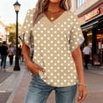 thumbnail image 7 of Ayolanni Collarless Shirts for Women Dressy Polka Dots V-Neck Short Sleeve Casual Blouse Fitted Office Ladies Tees 2026 Summer Tops Yellow L, 7 of 7