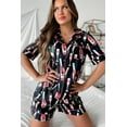 thumbnail image 6 of Women's Elegant Black Champagne Print Silky Short Sleeve Pajamas Set - [ZhiHiMeRi] | (US 16-18)XL, 6 of 12