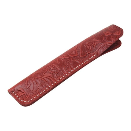 

Leather Pen Case Holder Handmade Fountain Multi Pens Pouch Leather Pen Protective Sleeve Cover (Red Carving)