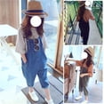 thumbnail image 6 of Ruyang Denim Overalls for Toddlers Rolled Hem Adjustable Strap Loose Rompers Kids Boys Girls Trendy Casual Pantalones, 6 of 8