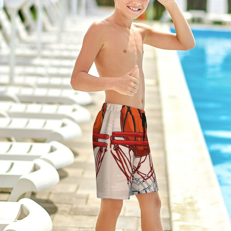 Kuilepa Basketball Shot Pattern Teen Boys Swim Trunks Quick Dry Swimwear Beach Board Shorts with Mesh Lining 7 20T Walmart