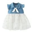 thumbnail image 4 of Odeerbi Cute Tulle Dresses For Girls Baby Toddler 2025 Fashion Sleeveless Sweet Embroidery Print Ruffle Denim Dress Hat Set White, 4 of 6
