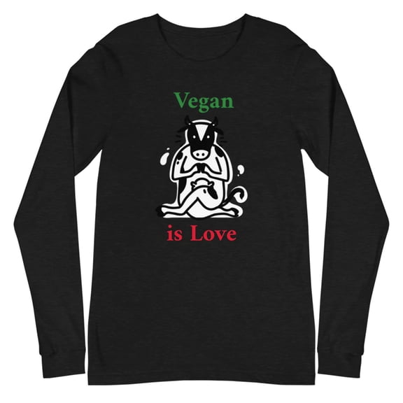 Vegan Is Love Unisex Long Sleeve Tee | Graphic T-Shirt | Veganism Shirt