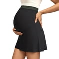 thumbnail image 3 of Gyujnb Solid Stretch Full Over Belly Maternity Skort Flared A Line Mini Skirt Built In Anti Chafe Shorts Casual Work Athletic Pregnancy Postpartum Daily Bottoms,M, 3 of 9