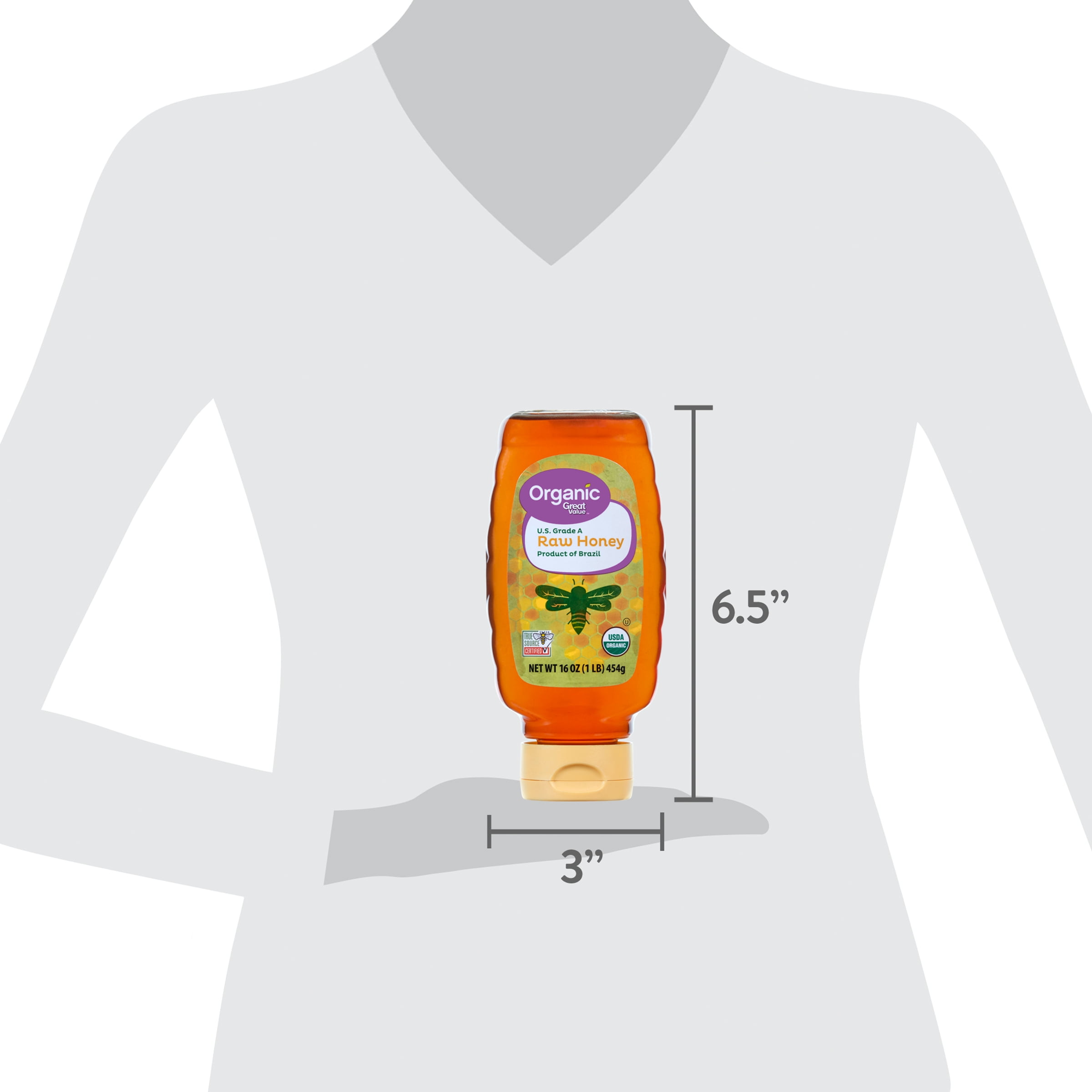 Great Value Organic Strained Raw Honey, 16 oz