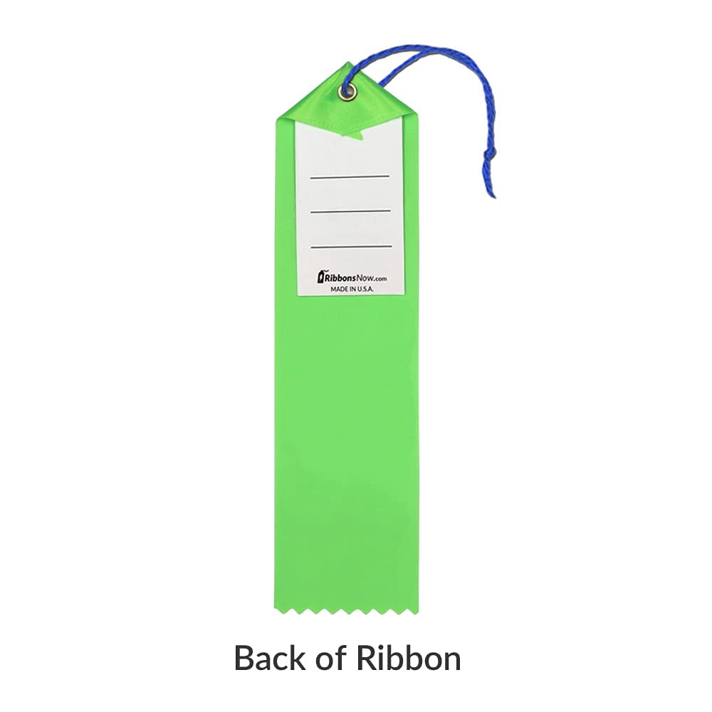 RibbonsNow Accelerated Reader Award Ribbons - 100 Hot Green Ribbons with Card & String