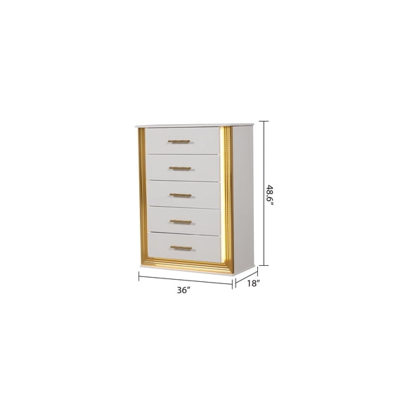 Obsession Contemporary Style Queen 5PC Bedroom Set Made with Wood in Gold Finish