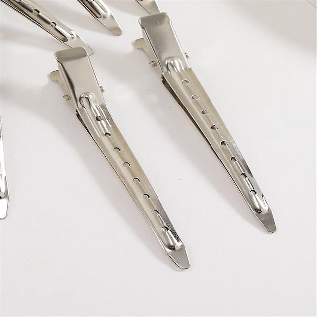 Pinzas para el pelo de cocodrilo, pasador de cocodrilo de metal, pinzas para el pelo profesionales con dientes para mujeres y niñas, manualidades de bricolaje, horquillas para el pelo - Plateado