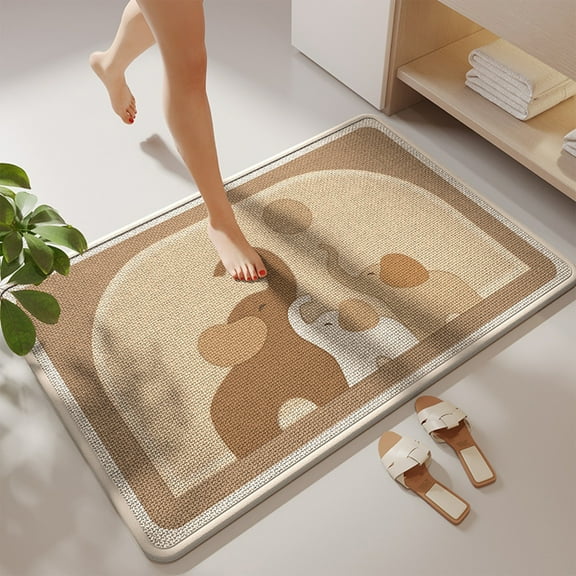 Dumesh Microfiber Bath Rug Mat 16"x24", Non-Slip Absorbent Floor Carpet for Bathroom/Entryway/Bedroom - Machine Washable Memory Foam Padding, Quick-Dry Shaggy Mat