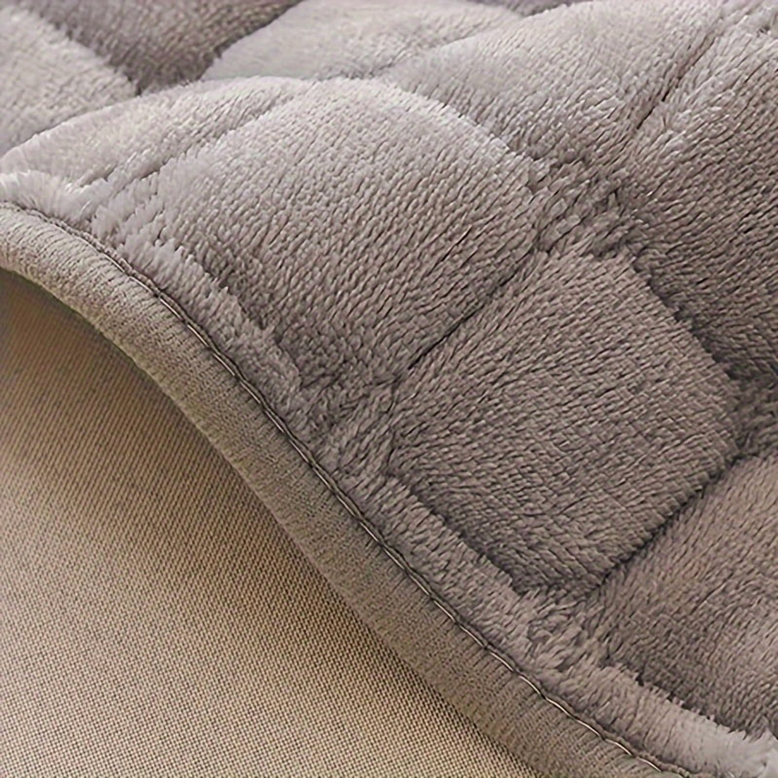 2PCS Quilted Flannel Velvet Sofa Cover, 35"x63"+35"x82" Size, Non Slip Fuzzy Pet Couch Covers for 3 / 4 Cushion Sofa Slipcovers Cushion Protector - Khaki