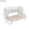 thumbnail image 6 of Twin XL over Queen Bunk Bed with Ladder, Can be Divided into 2 Beds, Solid Wood Bed Frame with Full Length Safety Guardrails and Slats Support, for Teens Adults, No Box Spring Needed, White, 6 of 9