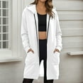 thumbnail image 2 of Ecqkame Hoodies For Women Fashion Comfortable Full Zip Up Hoodie Medium Length Long Sleeved Hooded Sweatshirts With Pockets White XXL, 2 of 4