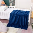 thumbnail image 3 of Ntbay Flannel Fuzzy Soft Warm Cozy Toddler Blanket, Fluffy Warm and Lightweight Reversible Stripes Design Toddler Plush Blanket for Stroller, Crib, Travel, 30" x 40", Navy Blue, 3 of 6
