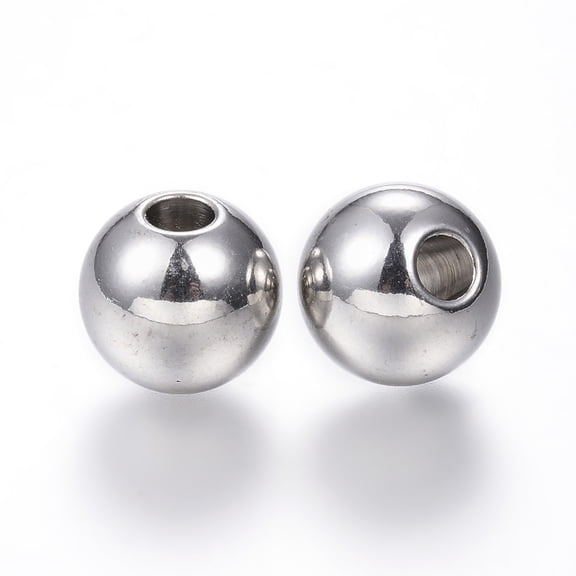 Non-Tarnish 304 Stainless Steel Beads Round Stainless Steel Color 12x11mm Hole: 4mm