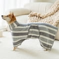 thumbnail image 2 of MXTPOV Dog Bathrobe Fast Drying with Hook and Loop Closure & Wrap Tie Snuggle, Cute Dogs Clothes, Machine Washable, Striped Bathrobe for Cats Dogs Puppy, Small, 2 of 5