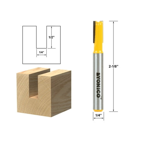

1/4 Diameter X 1/2 Height Straight Router Bit - 1/4 Shank - Yonico 14155q