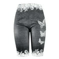 thumbnail image 4 of Jsaierl Women's Denim Print Fake Jeans Leggings Butterfly Print Bermuda Short Plus Size Capri Stretch Lace Trim Tights Pants, 4 of 4