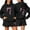Black, variant on Women's Fashion Casual Long Sleeve Shorts Sports Round Neck Sweatshirt Set with Bow Print, Activewear for Sports and Casual Activities,Black,L