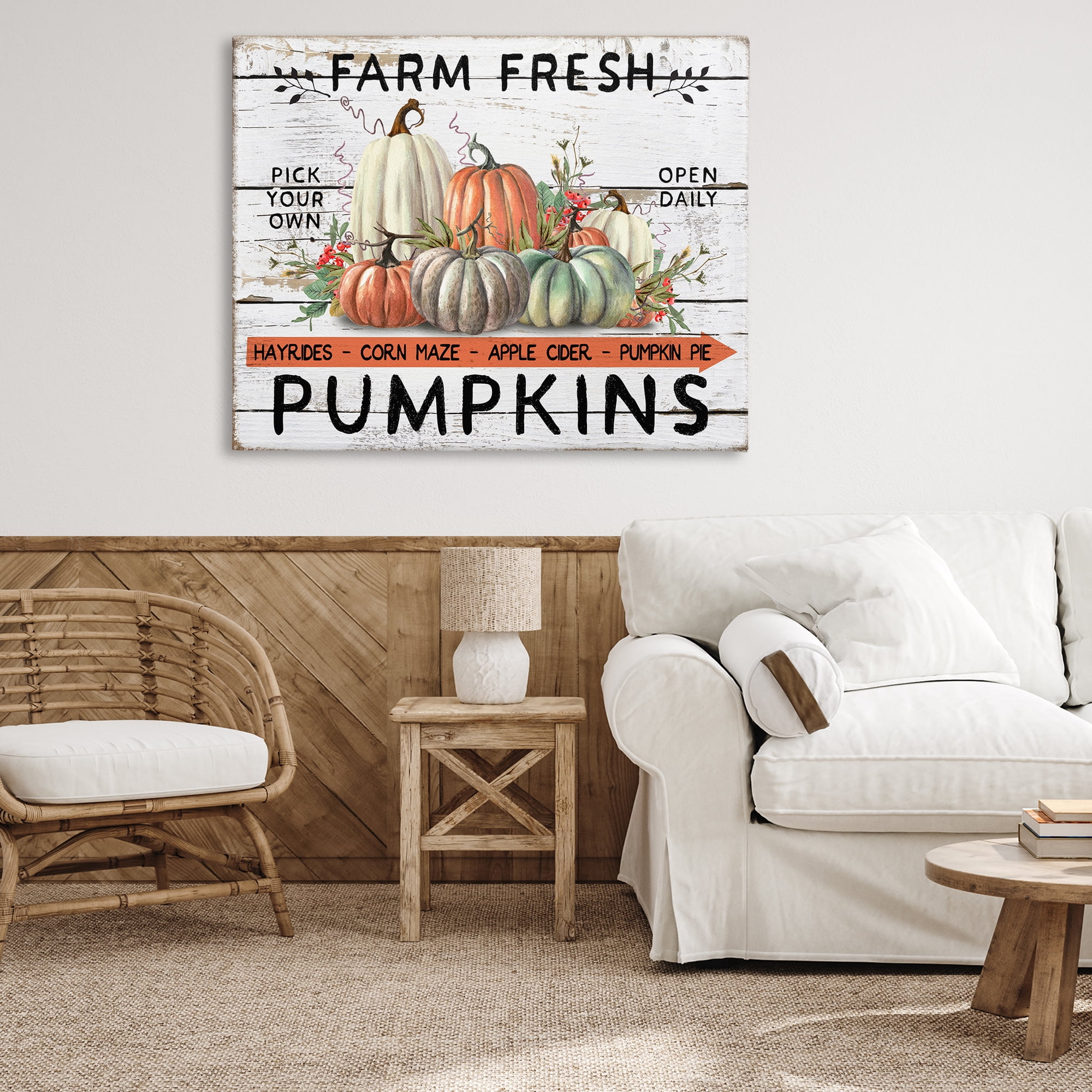 Stupell Industries Fresh Pumpkin Mound Holiday Painting Gallery Wrapped Canvas Art Prints Wall Art, 48 x 36