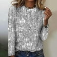 thumbnail image 2 of CaComMARK PI Clearance Women's Sequin Tops Sparkle Long Sleeve Blouses Shimmer Glitter Party Crewneck Loose Fit Shirts Gray 8(L), 2 of 3