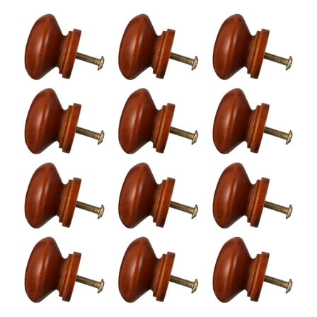 WHAMVOX 12Pcs Round Wooden Cabinet Pull Handles for Furniture Accessories Home Improvement