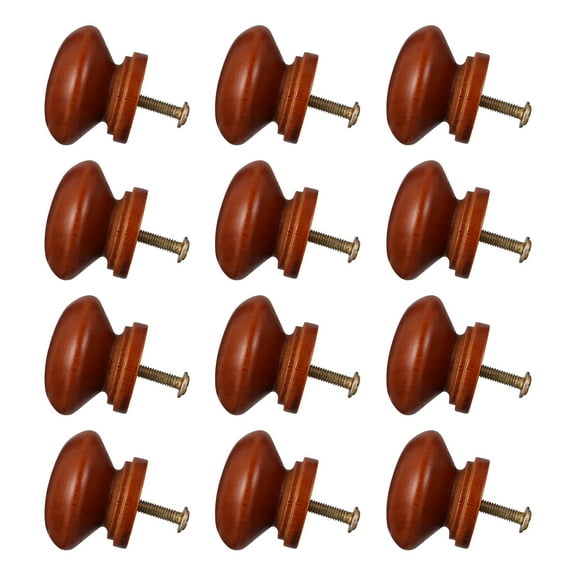 WHAMVOX 12Pcs Round Wooden Cabinet Pull Handles for Furniture Accessories Home Improvement