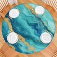 thumbnail image 2 of Teal Marble Gold Wave Pattern Round Fitted Tablecloth with Elastic Edge,Dining Table Cover Waterproof,Outdoor Round Tablecloth for Camping,Dining,Indoor and Outdoor, 2 of 7