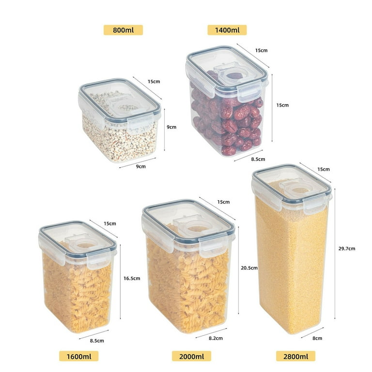 Airtight Food Storage Containers with Lids for Kitchen Pantry Organization,  BPA Free Plastic Food Containers with Locking Lids for Cereal Rice Flour  Sugar Oats Pasta, Keep Food Dry & Fresh 