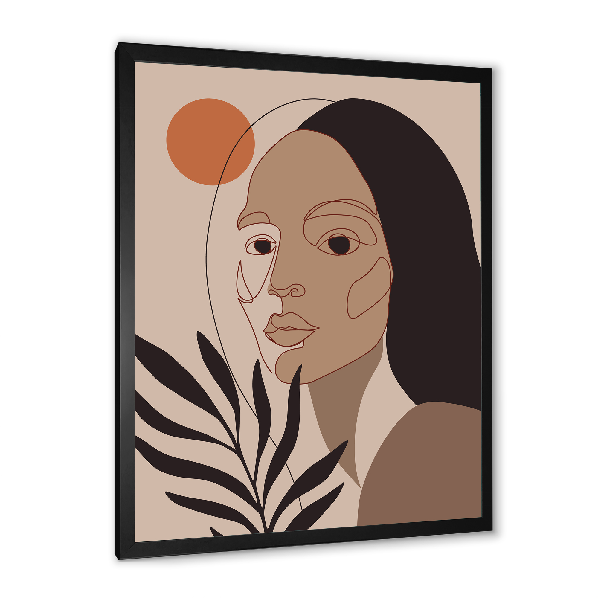 Designart 'Retro Minimal Portrait of Young Girl' Modern Framed Art Print