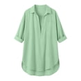thumbnail image 6 of Women's Beach Cover-Up Breathable Quick-Dry Shirt Dress with Deep V-Neck Pockets Loose Fit Loungewear Mint Green L(L), 6 of 6