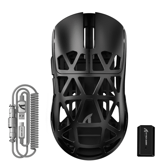 ATTACK SHARK R2PRO Gaming Mouse 8K with Mouse Coiled Cable 45g Magnesium Alloy SUPERLIGHT Mouse, PixArt PAW3950 Gaming Sensor, 6 Adjustable DPI up to 42000, Bluetooth/2.4G Wireless/Wired