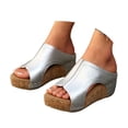 thumbnail image 3 of YLYL Womens Wedge Platform Sandals Open Toe Cork Footbed Slip on Comfy Casual Summer Slippers, 3 of 9