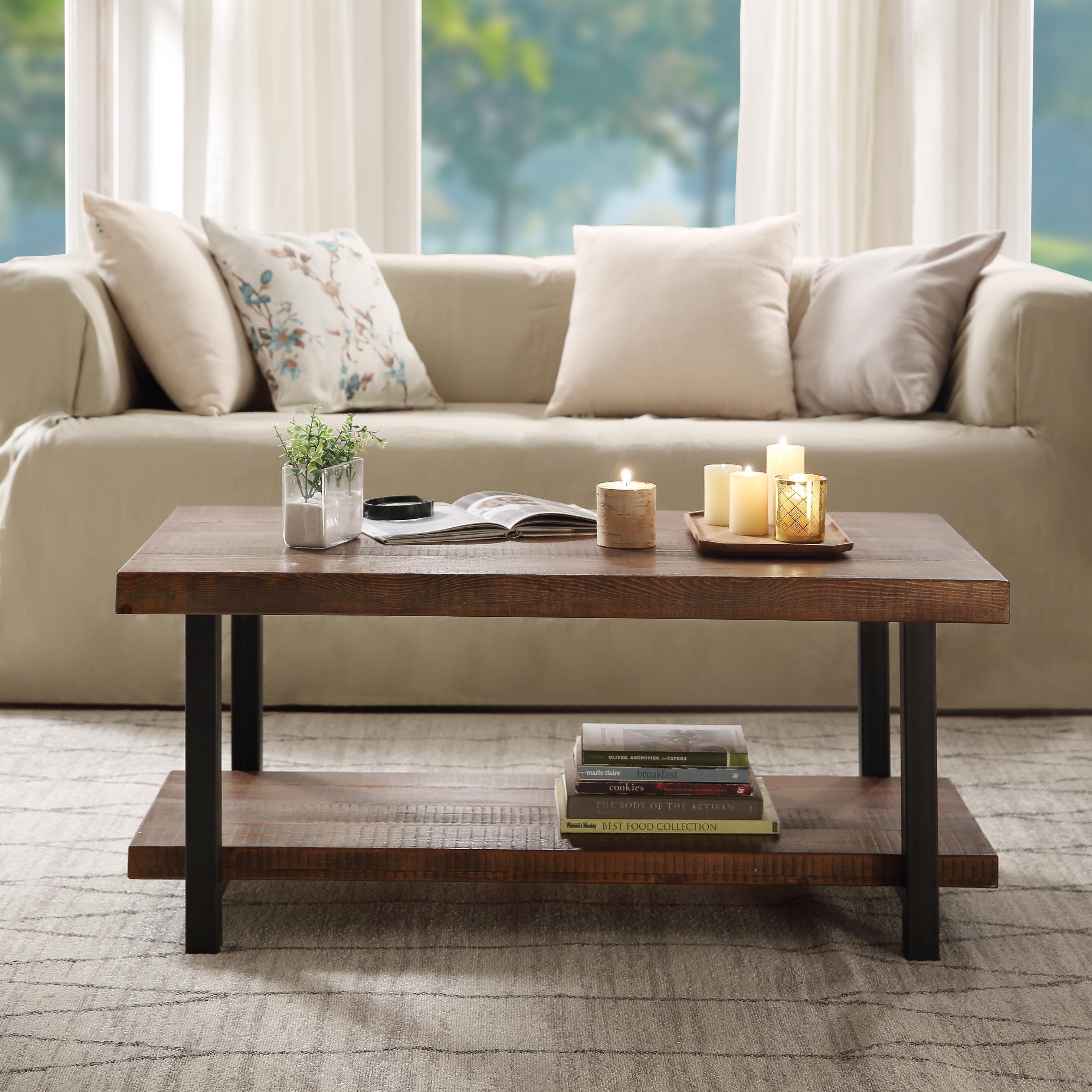 Coffee Tables for Living Room, Industrial Coffee Table with Storage