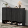 thumbnail image 4 of SICOTAS 44.9"H  Modern Black Shoe Storage Cabinet Set of 2, 40 Pairs Fluted Wood Shoe Organizer with 6 Tier and 2 Door,  Tall Shoes Organizer Cabinet for Enterway Hallway Corridor Living Room, 4 of 9