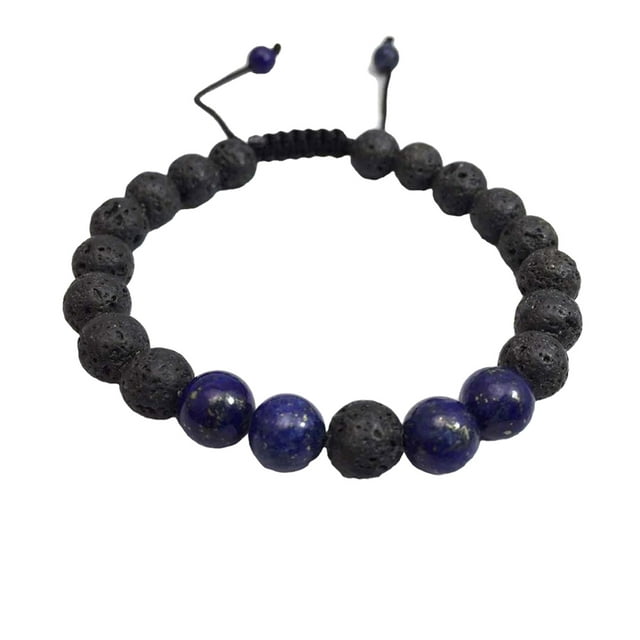 Fashion Matching Bracelets Adjustable Black Matte Rocks Diffuser Bracelet Prayer Beads Women Accessories Gifts for Men Lasurite