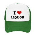 thumbnail image 2 of I Heart Liquor Love Food Funny Trucker Hat Baseball Cap Unisex Green, 2 of 5